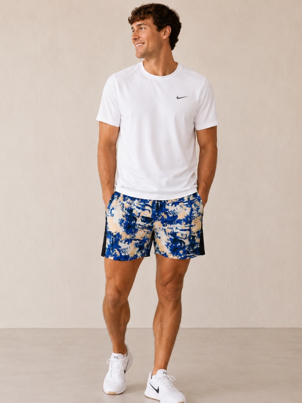 NWT DSG 5” 2-In-1 Stride Shorts Chaos Blue Gleam Abstract Print, Size XXL